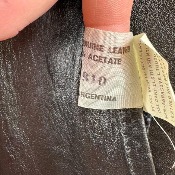 Vintage Gino di Giorgio Black Leather Button Up Trench Coat Size L - Picture 12 of 14